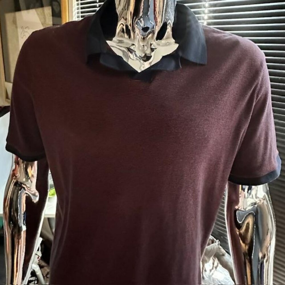 BR LUXURY TOUCH POLO SHIRT IN  BURGUNDY/NAVY TRIM  XL